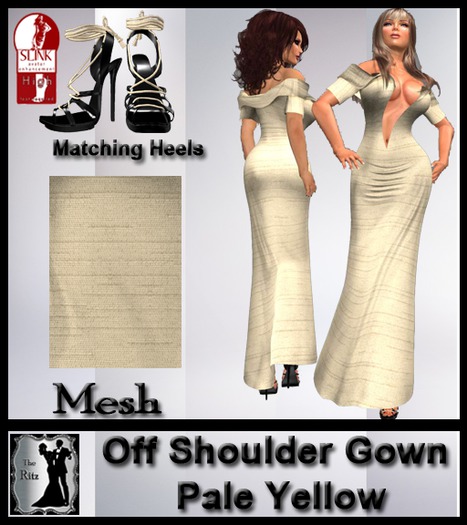 Off Shoulder Gown Pale Yellow