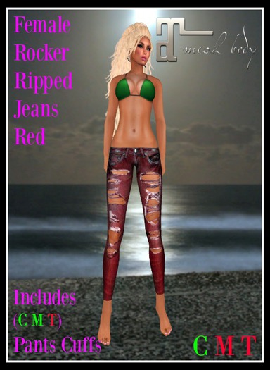 (LL) Female Rocker Ripped Jeans Red  (Maitreya) Boxed