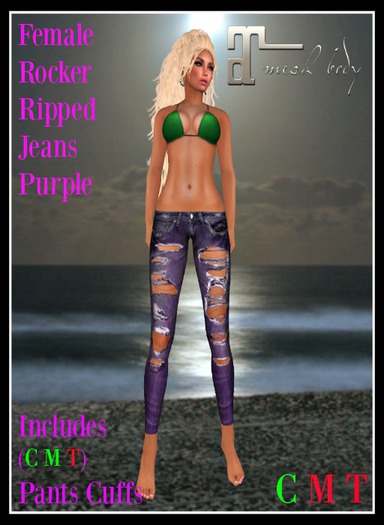 (LL) Female Rocker Ripped Jeans Purple (Maitreya) Boxed