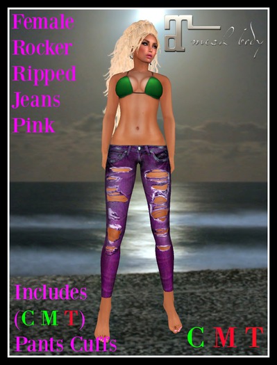 (LL) Female Rocker Ripped Jeans Pink  (Maitreya) Boxed
