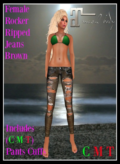 (LL) Female Rocker Ripped Jeans Brown (Maitreya) Boxed