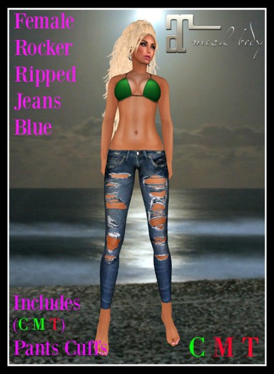 (LL) Female Rocker Ripped Jeans Blue  (Maitreya) Boxed