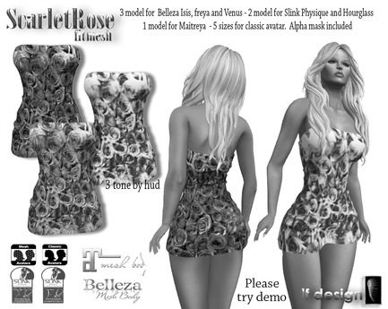 Second Life Marketplace - scarlet rose fitmesh dress DEMO