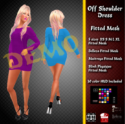 [F] DEMO Off Shoulder Dress - Fitted Mesh