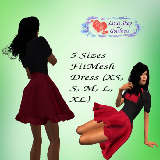 Red-Black Minidress with wide skirt FitMesh DEMO