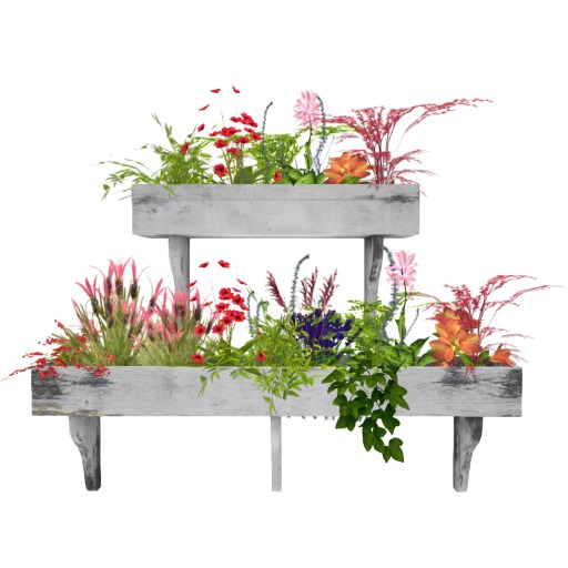 MSD - Floral Window Box Planter - Set of Two - White
