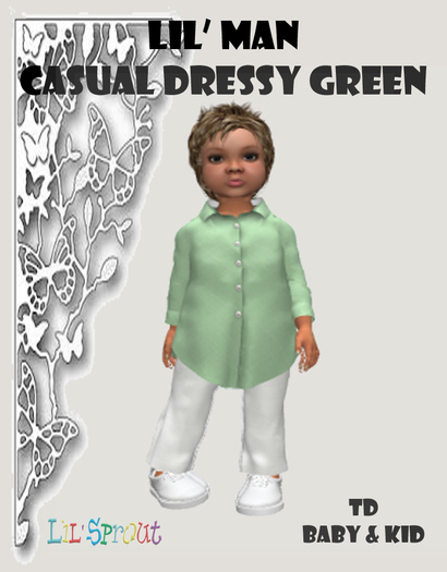 LIL' MAN CASUAL DRESSY GREEN BOXED (Wear to unpack)