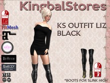KS OUTFIT LIZ STRAPLESS DRESS&BOOTS ISBEL BLACK