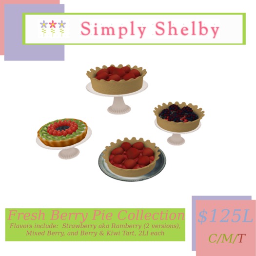 Second Life Marketplace Simply Shelby Fresh Berry Pie Collection