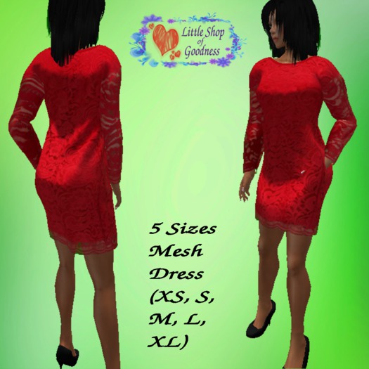 Red Long Sleeve Lace Dress