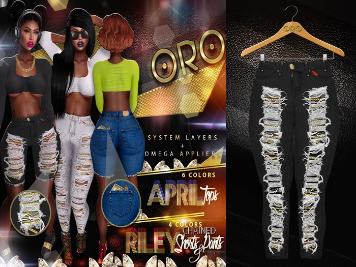 .ORO. Riley Jeans - Black Denim (wear)