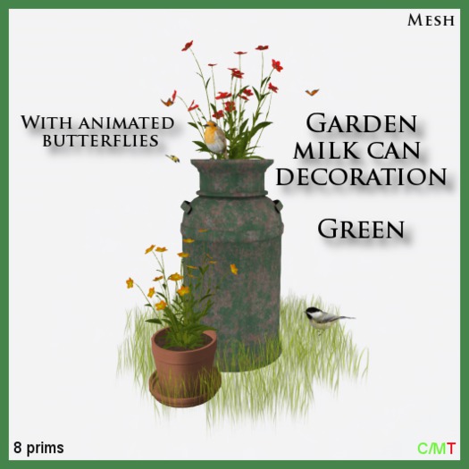 Garden milk can decoration - Green Boxed