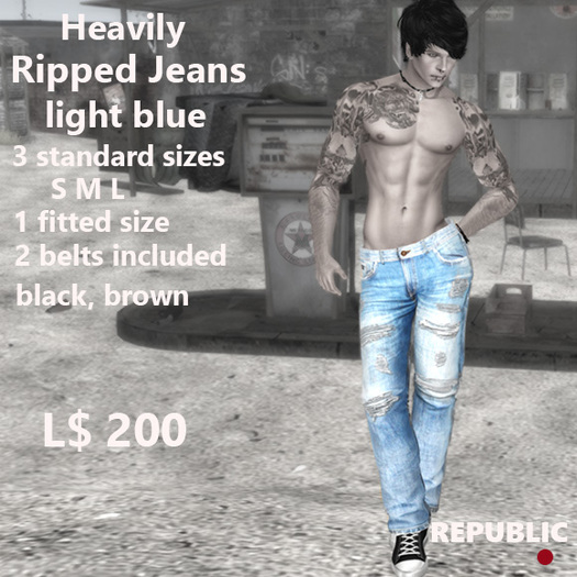 ~REPUBLIC~ HEAVILY RIPPED JEANS LIGHT