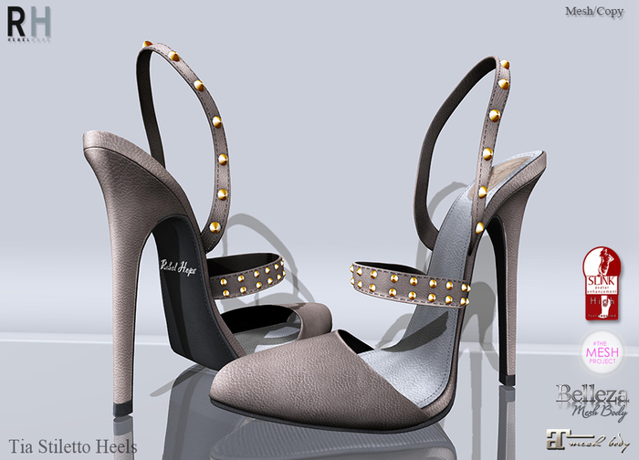 !Rebel Hope - Tia Mesh Stiletto Heels Taupe