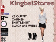 250 KS OUTFIT CARMEN SHIRT&SKIRT BLACK and WHITE