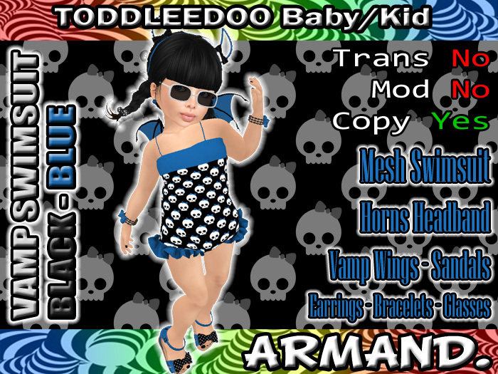 --ARMAND-- VAMP SWIMSUIT - BLACK-BLUE