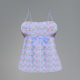 Blue Flower Garden Mesh Bow Top