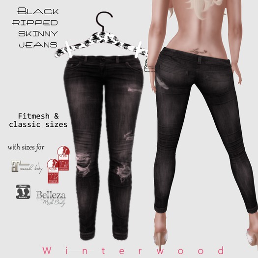 .:WinTeRwooD Designs:.Black Ripped Skinny Jeans