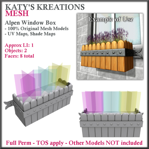 FULL PERM MESH Window Box - ALPEN, Mesh Planter