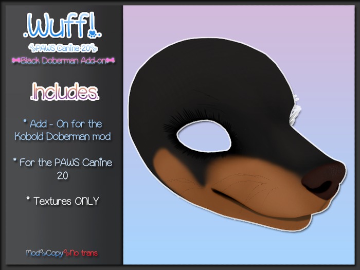 WUFF! - Add-On - Paws Canine Head 2.0 - Black Doberman