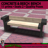 [MARKET TOWN} Concrete & Beech Bench