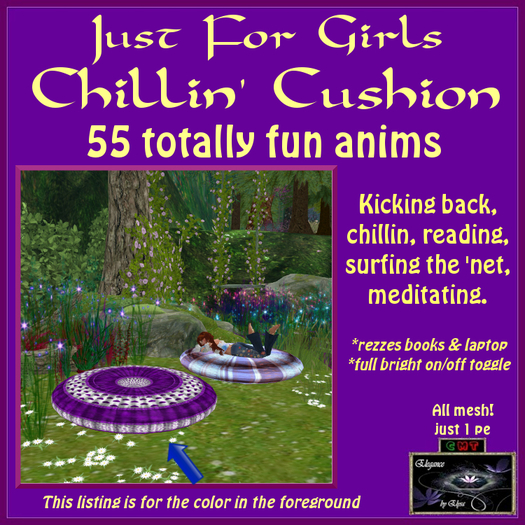*EbE* Just for Girls Chillin' Cushion (purple hearts)