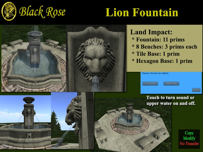 Black Rose Lion Fountain