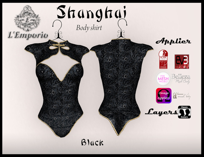 L'Emporio ::* Shanghai*:: Black -BodyShirt with Applier-