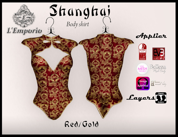 L'Emporio ::* Shanghai*:: Red/Gold -BodyShirt with Applier-