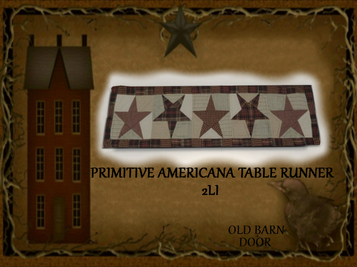 {OLD BARN DOOR} PRIMITIVE AMERICANA STAR TABLE RUNNER