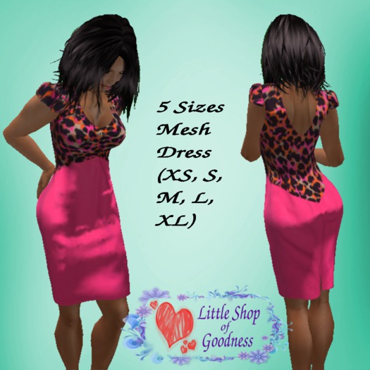 Pencil Dress- Pink Skirt Spotted Top Mesh
