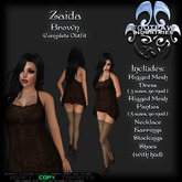 [FPI] Zaida Brown - Complete Sexy Outfit with a Sheer Dress, Jewelry, Panties, Stockings & Stilettos