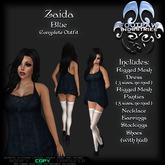 [FPI] Zaida Blue - Complete Sexy Outfit with a Sheer Dress, Jewelry, Panties, Stockings & Stilettos