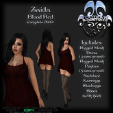 [FPI] Zaida BloodRed - Complete Sexy Outfit with a Sheer Dress, Jewelry, Panties, Stockings & Stilettos