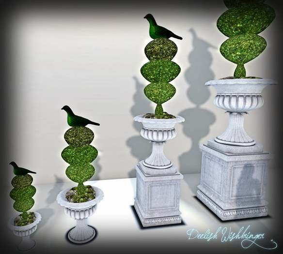 Twinkling Bird Topiary Urns PACKAGE