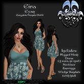[FPI] Cira Cyan - Complete Feminine Outfit with Dress, Jewelry & Wedge Sandals