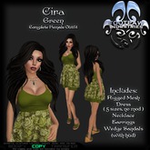 [FPI] Cira Green - Complete Feminine Outfit with Dress, Jewelry & Wedge Sandals