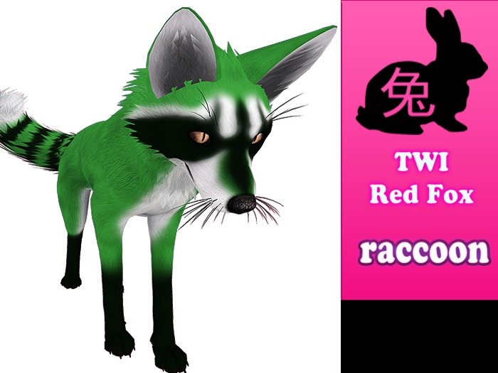 TWI fox skin raccoon Green