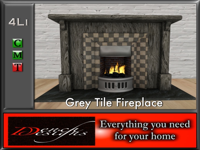 Grey Tile Fireplace - Dench Designs