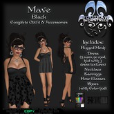 [FPI] Mave Black - Complete Feminine versatile Outfit with Dress, Jewelry, Rose Glasses, shoes & customize Hud