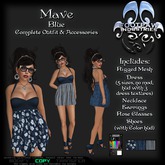 [FPI] Mave Blue - Complete Feminine versatile Outfit with Dress, Jewelry, Rose Glasses, shoes & customize Hud
