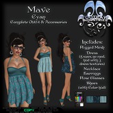 [FPI] Mave Cyan - Complete Feminine versatile Outfit with Dress, Jewelry, Rose Glasses, shoes & customize Hud