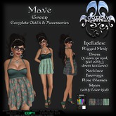 [FPI] Mave Green - Complete Feminine versatile Outfit with Dress, Jewelry, Rose Glasses, shoes & customize Hud