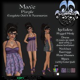 [FPI] Mave Purple - Complete Feminine versatile Outfit with Dress, Jewelry, Rose Glasses, shoes & customize Hud
