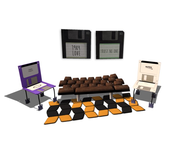 Second Life Marketplace - computer living room decor set - 5 pieces gacha