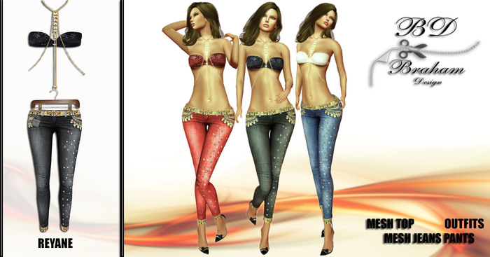 Braham Design Black Reyane Jeans Top Outfits Mesh