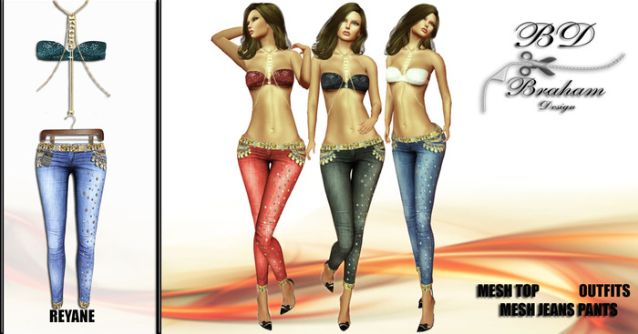 Braham Design Blue Reyane Jeans Top Outfits Mesh
