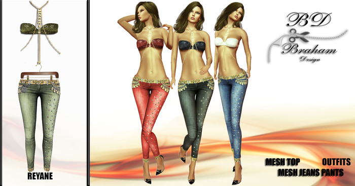 Braham Design Green Reyane Jeans Top Outfits Mesh