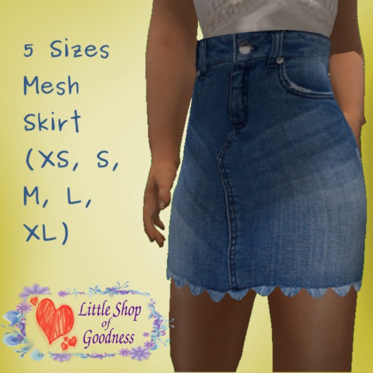 Denim Mini Skirt High Waisted- Blue Mesh
