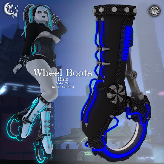 *NW* Blue/Black Wheel Boots